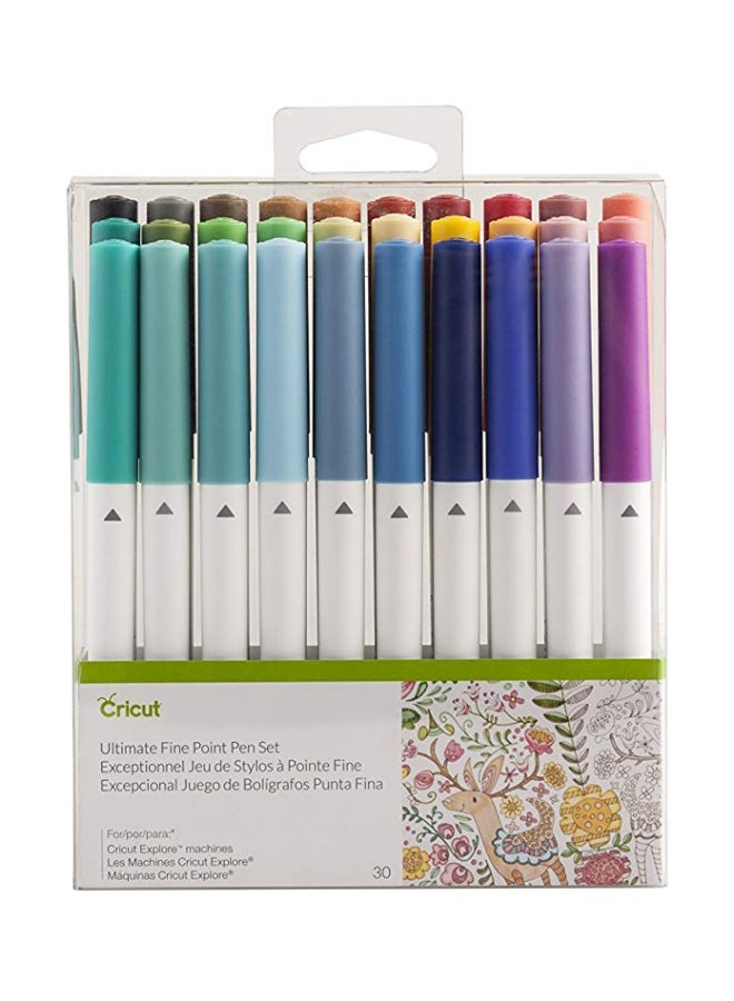 Cricut 30-Piece Ultimate Fine Point Pen Set White/Blue/Green - Image 1