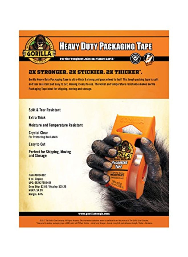 Gorilla Heavy Duty Packing Tape With Dispenser Clear/Orange  - Image 4