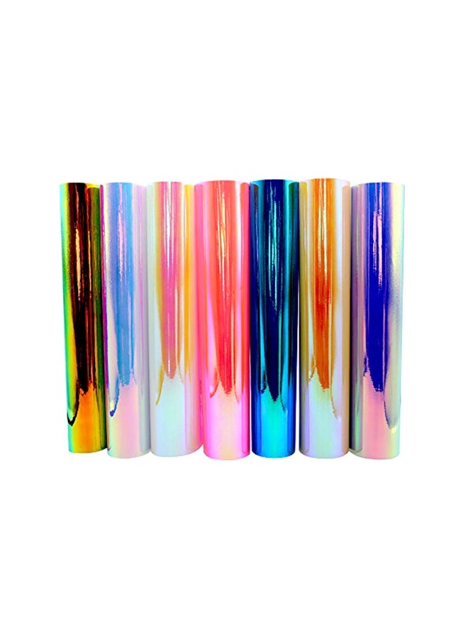 7-Piece Holographic Opal Craft Vinyl Sheets Multicolour