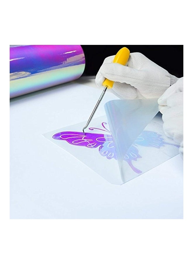 7-Piece Holographic Opal Craft Vinyl Sheets Multicolour
