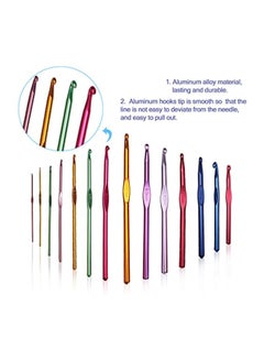 Luxbon 14-Piece Crochet Hooks Knitting Knit Needles Set Blue/Red/Pink  - Image 4