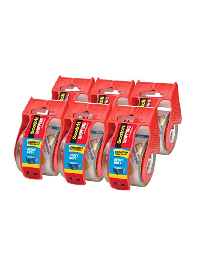 Scotch  6-Piece Heavy Duty Shipping Packaging Tape With Dispenser Clear/Red  - Image 1