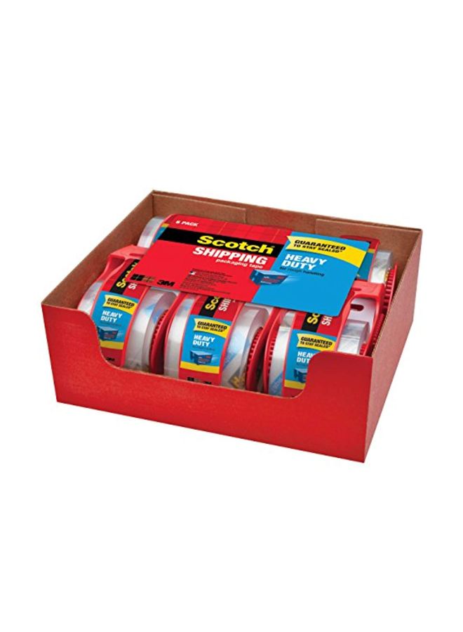 Scotch  6-Piece Heavy Duty Shipping Packaging Tape With Dispenser Clear/Red  - Image 5