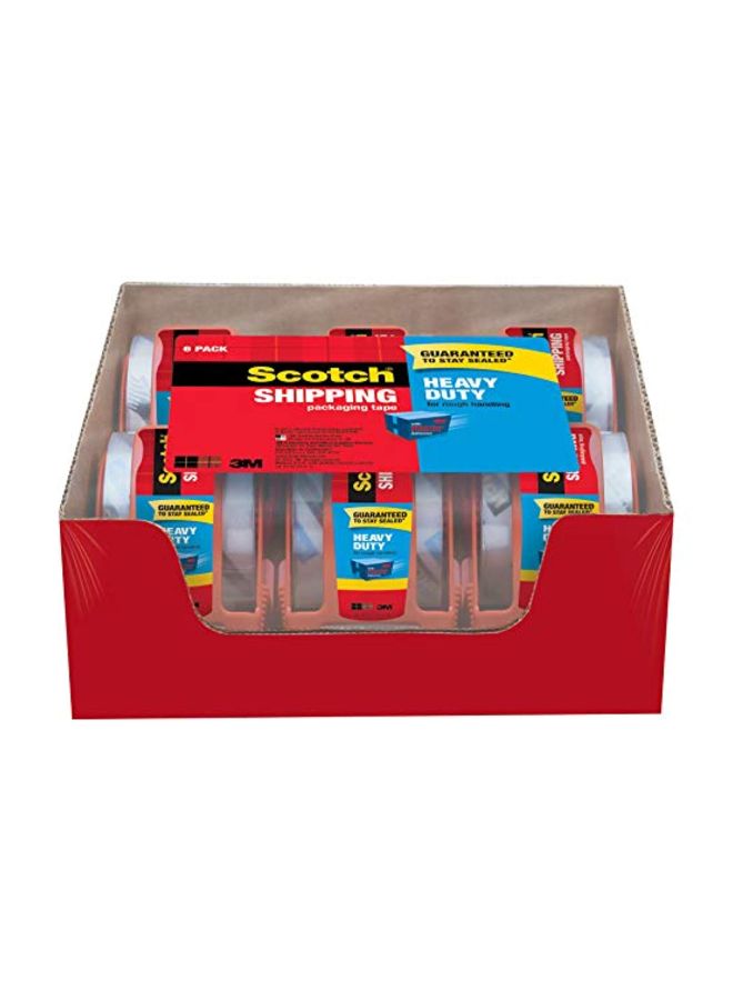 Scotch  6-Piece Heavy Duty Shipping Packaging Tape With Dispenser Clear/Red  - Image 2