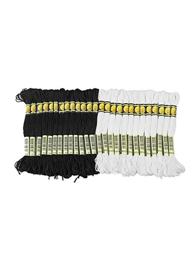 ثريد ناني مجموعة خيطان تطريز يدوي مكونة من 48 قطعة أسود/ أبيض 8.4ياردة - Image 1