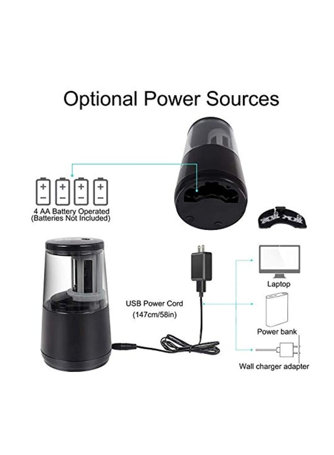 JARLINK Electric Pencil Sharpener Black/Clear - Image 3
