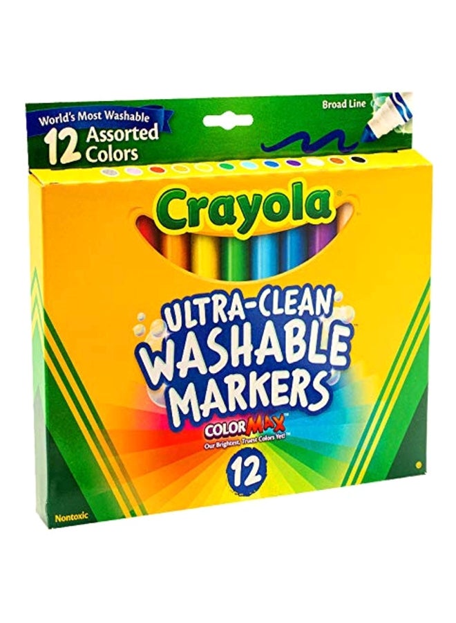 Crayola 12-Piece Ultra-Clean Washable Marker Set Blue/Red/Orange  - Image 1