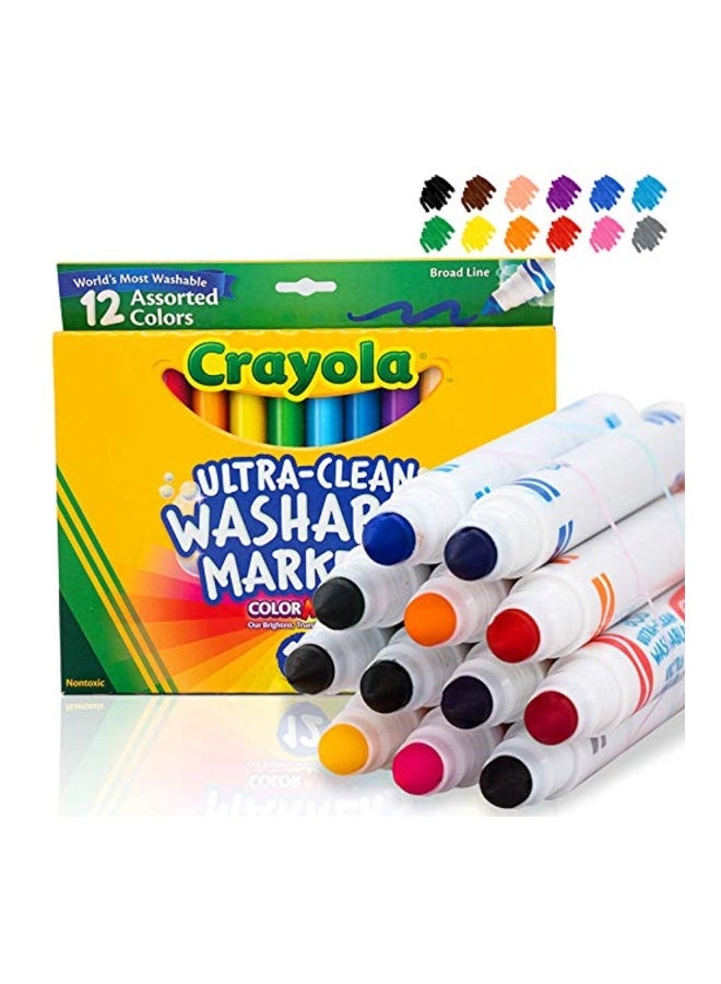 Crayola 12-Piece Ultra-Clean Washable Marker Set Blue/Red/Orange  - Image 5