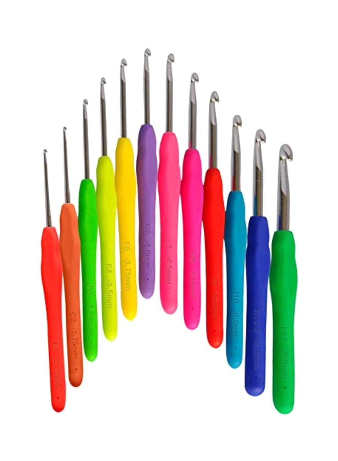 Athena's Elements 12-Piece Crochet Hook Set With Ergonomic Handles Red/Blue/Yellow - Image 1