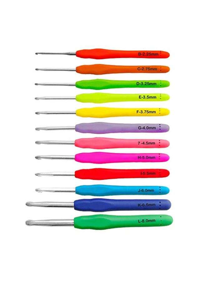 Athena's Elements 12-Piece Crochet Hook Set With Ergonomic Handles Red/Blue/Yellow - Image 2