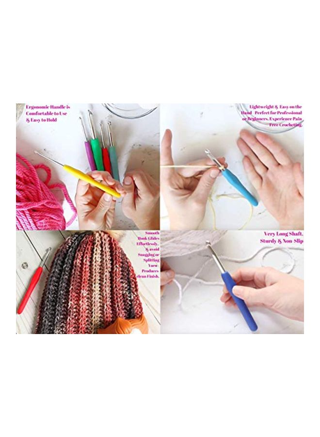 Athena's Elements 12-Piece Crochet Hook Set With Ergonomic Handles Red/Blue/Yellow - Image 3