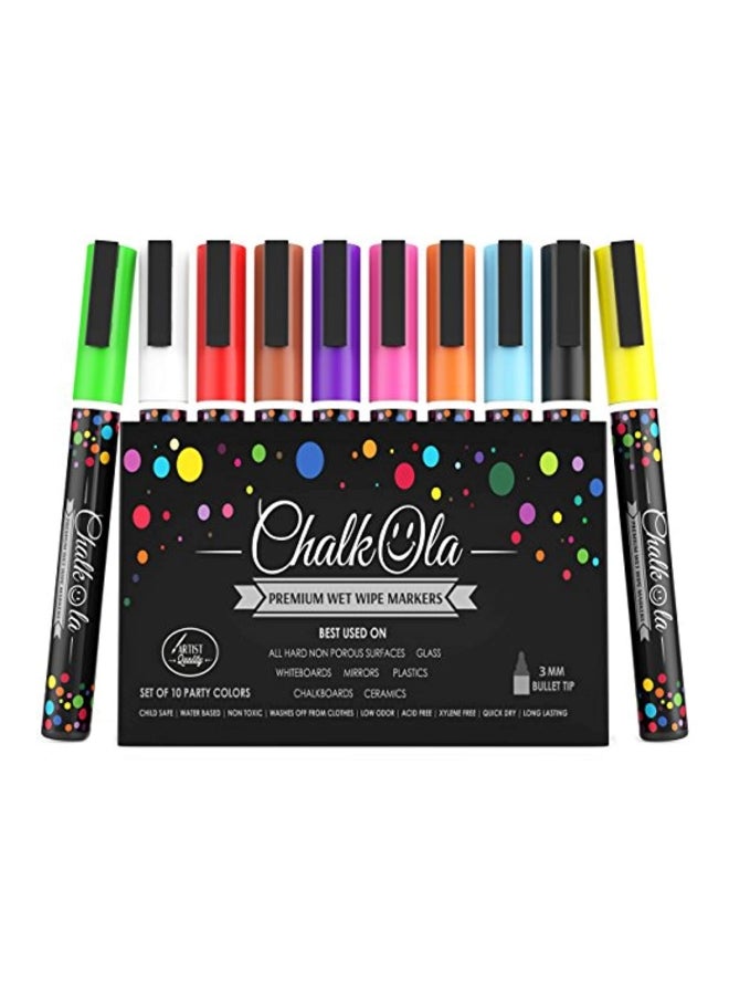 Chalkola 10-Piece Chalk Marker Set Green/Yellow/Red  - Image 1
