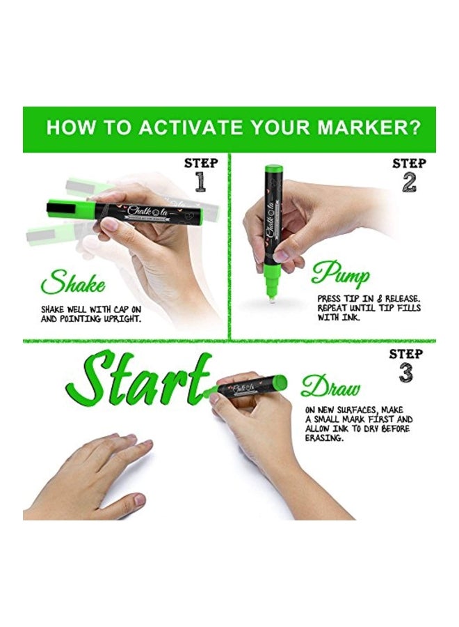 Chalkola 10-Piece Chalk Marker Set Green/Yellow/Red  - Image 4