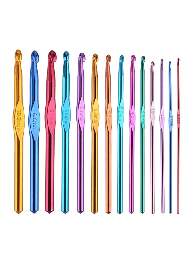 14-Piece Crochet Hook Set Red/Blue/Yellow