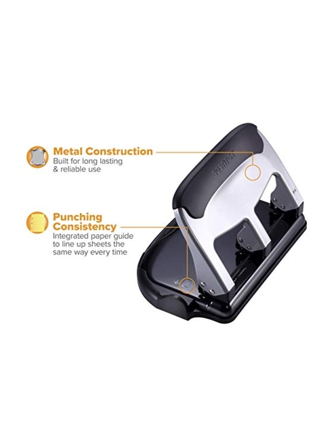 بوستيتش أوفيس خرامة ورق بثلاث ثقوب أسود/ فضي - Image 4