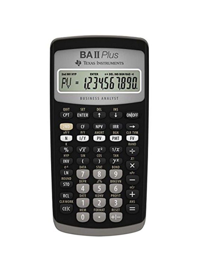 TEXAS INSTRUMENTS BA II Plus Financial Calculator Black/Silver 