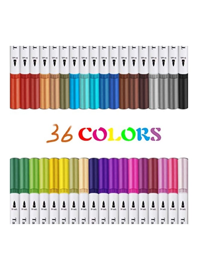 TANMIT 36-Piece Marker And Highlighter Pen Set Green/Grey/Black  - Image 2