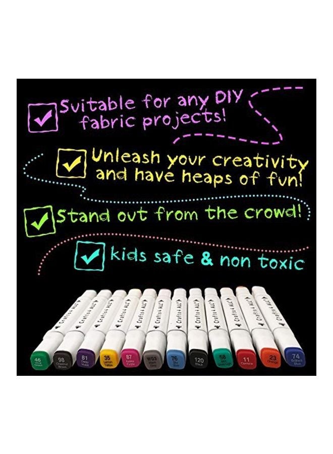Crafts 4 ALL 12-Piece Fabric Marker Pens Green/Yellow/Red - Image 3