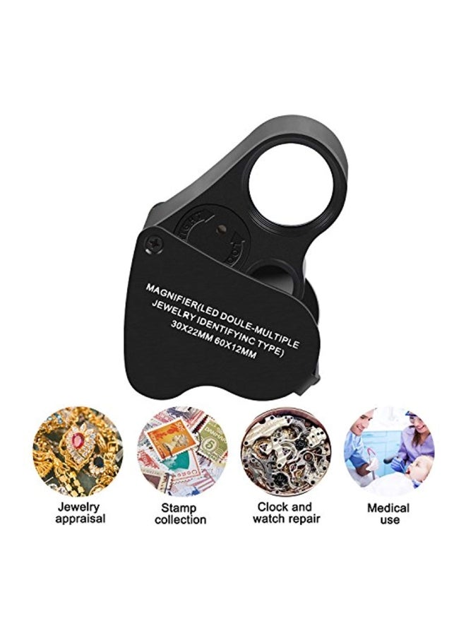 JARLINK Portable Magnifier With Bright LED Light Black - Image 2