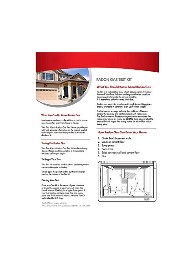 FIRST ALERT Radon Gas Test Kit White/Red - Image 2