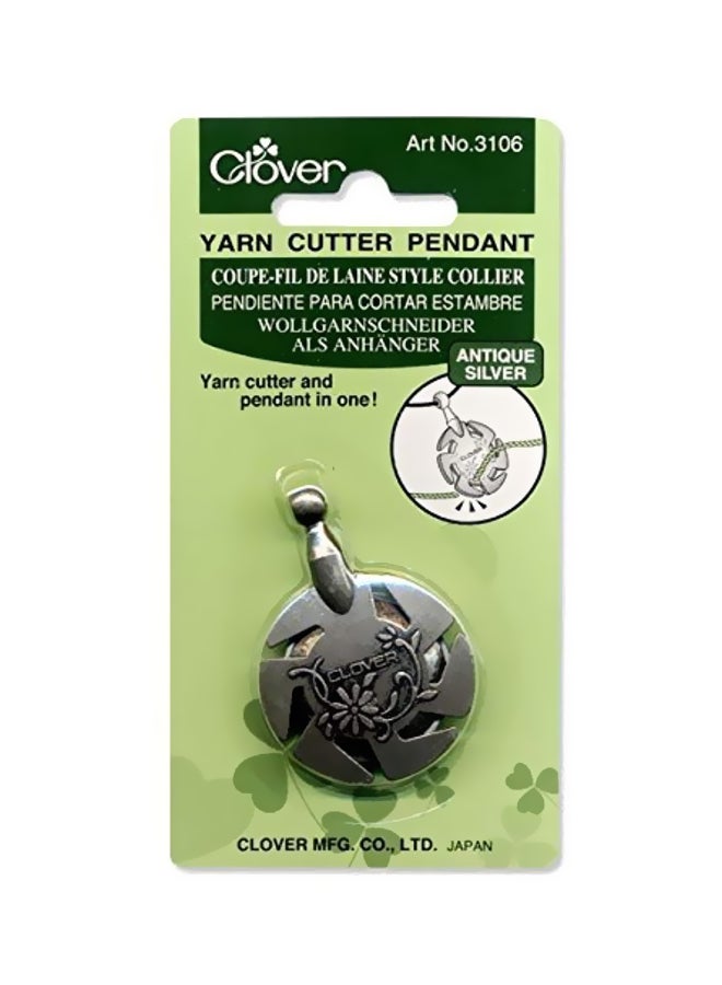 Clover Yarn Cutter Pendant Antique Silver 4.9x2.5x0.4inch 