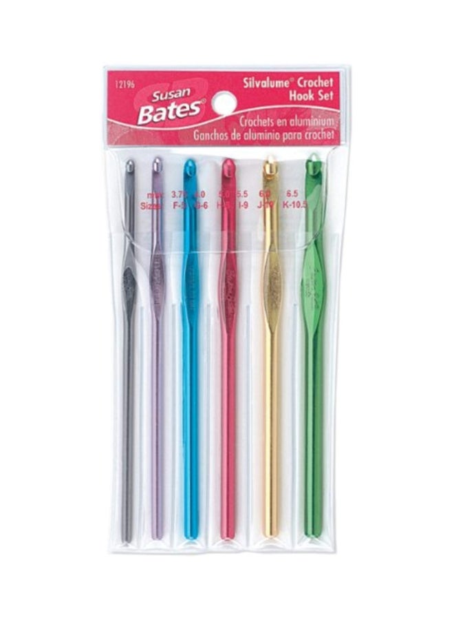 مجموعة إبر كروشيه بخطافات سيلفاليوم مكونة من 6 قطع أخضر/ أحمر/ أزرق 7.2x3.5x0.2بوصة