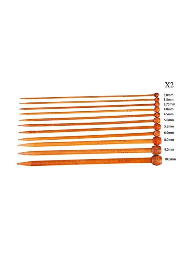 Fairycece 22-Piece Bamboo Knitting Needles Set With Storage Bag Brown/Pink  - Image 2