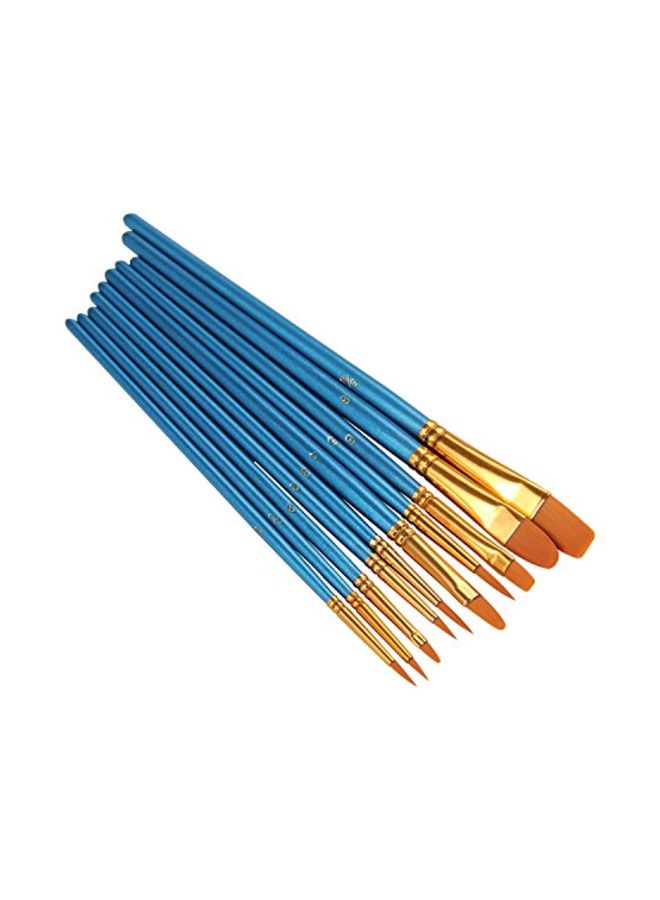 heartybay - 10-Piece Round Pointed Tip Brush Set Blue/Gold/Brown 8x3.3x0.5inch - Image 1