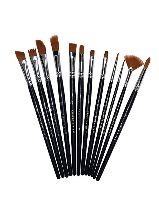 Crafts 4 ALL 12-Piece Paint Brush Black/Silver/Brown 10.3 x 5.2 x 0.4centimeter - Image 1