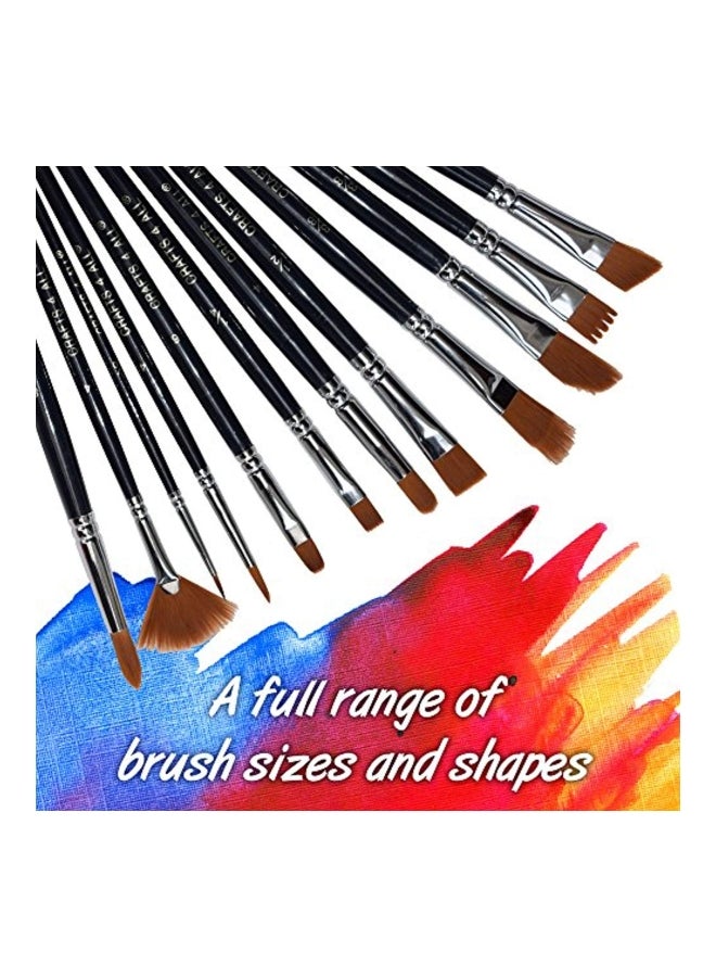 Crafts 4 ALL 12-Piece Paint Brush Black/Silver/Brown 10.3 x 5.2 x 0.4centimeter - Image 2