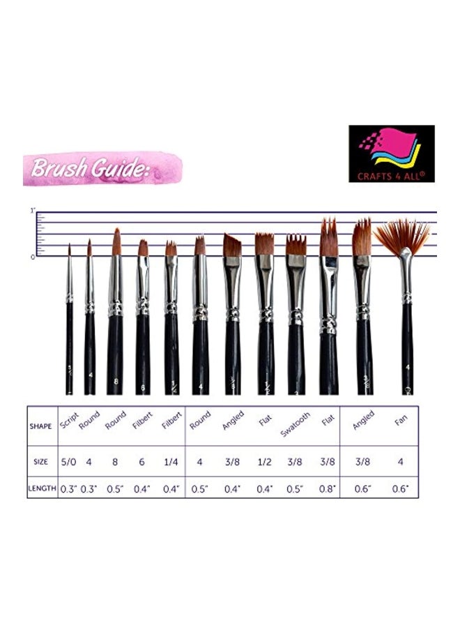 Crafts 4 ALL 12-Piece Paint Brush Black/Silver/Brown 10.3 x 5.2 x 0.4centimeter - Image 4