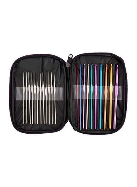 22-Piece Aluminium  Crochet Hook Set Gold/Blue/Purple 7.1x5.1x0.6inch