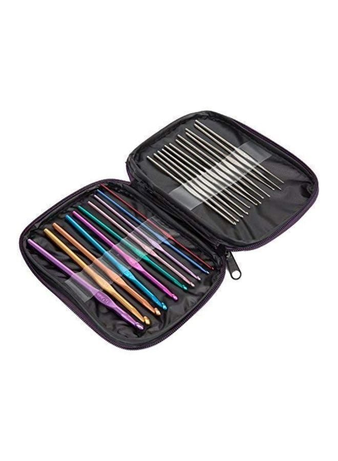 22-Piece Aluminium  Crochet Hook Set Gold/Blue/Purple 7.1x5.1x0.6inch