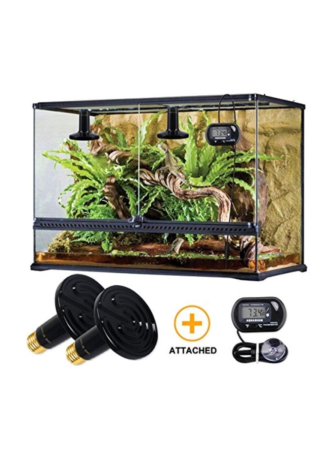 OMAYKEY 2-Piece Heat Lamp With Digital Thermometer Black 4.1x3.2x3.2inch - Image 2