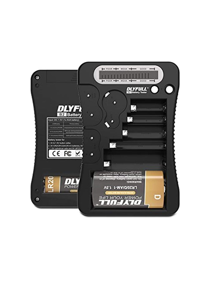 DLYFULL - Battery Tester With LCD Display Black 5.2x3.5x0.9inch - Image 1