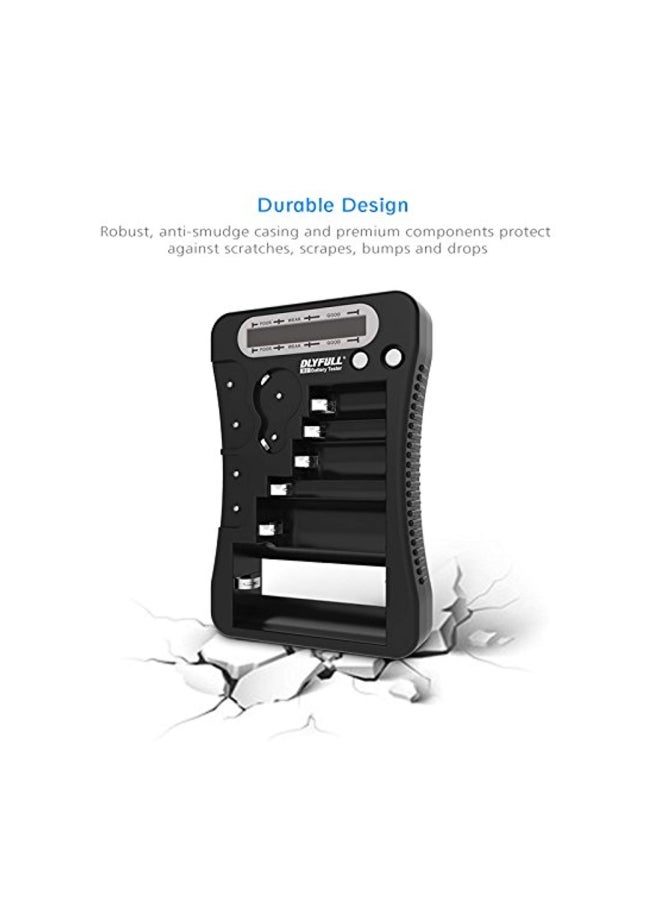DLYFULL - Battery Tester With LCD Display Black 5.2x3.5x0.9inch - Image 1