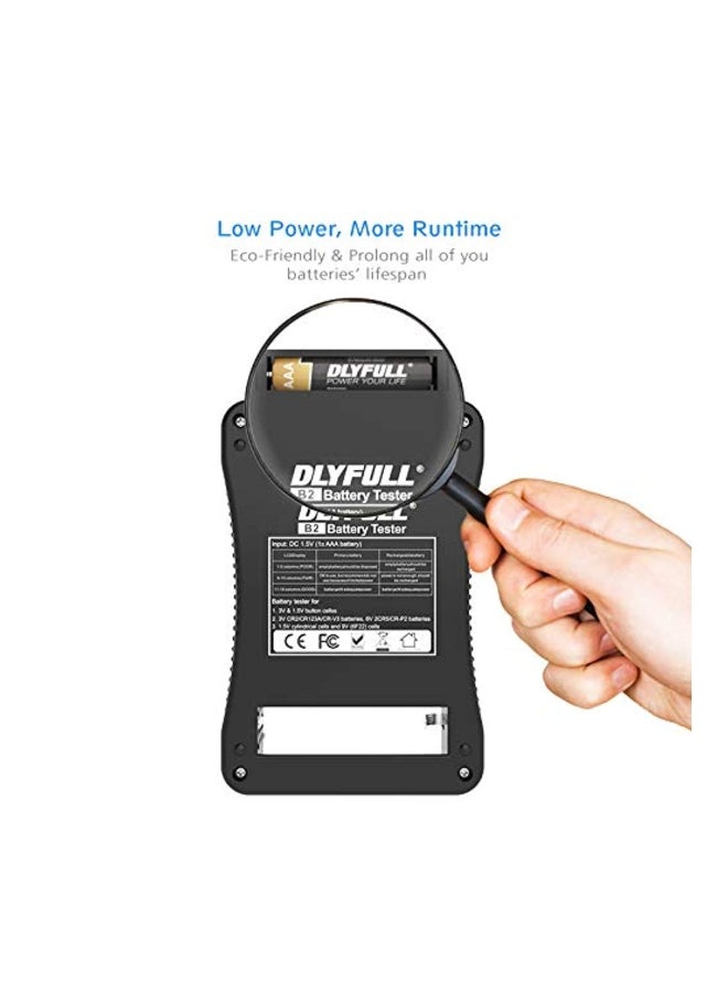 DLYFULL - Battery Tester With LCD Display Black 5.2x3.5x0.9inch - Image 1