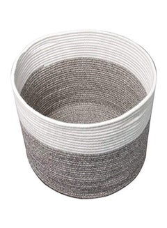 Goodpick Large Cotton Rope Basket Grey/White 15.8x15.8x13.8inch  - Image 1