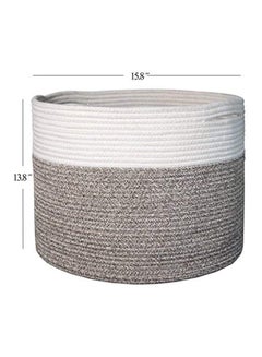 Goodpick Large Cotton Rope Basket Grey/White 15.8x15.8x13.8inch  - Image 3