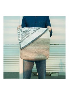 Goodpick Large Cotton Rope Basket Grey/White 15.8x15.8x13.8inch  - Image 5