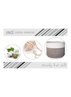 Goodpick Large Cotton Rope Basket Grey/White 15.8x15.8x13.8inch  - Image 2