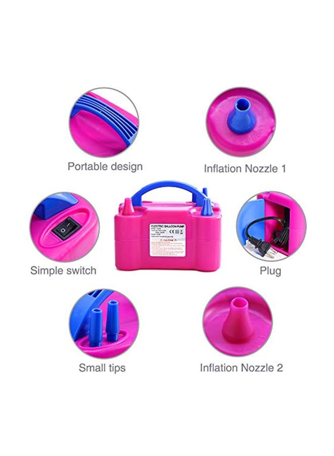Portable Dual Nozzle Electric Air Balloon Pump Pink/Blue