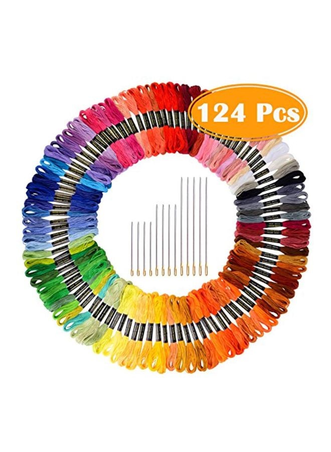 PAXCOO - 124-Piece Embroidery Floss Cross Stitch Thread With Needles Multicolour - Image 1