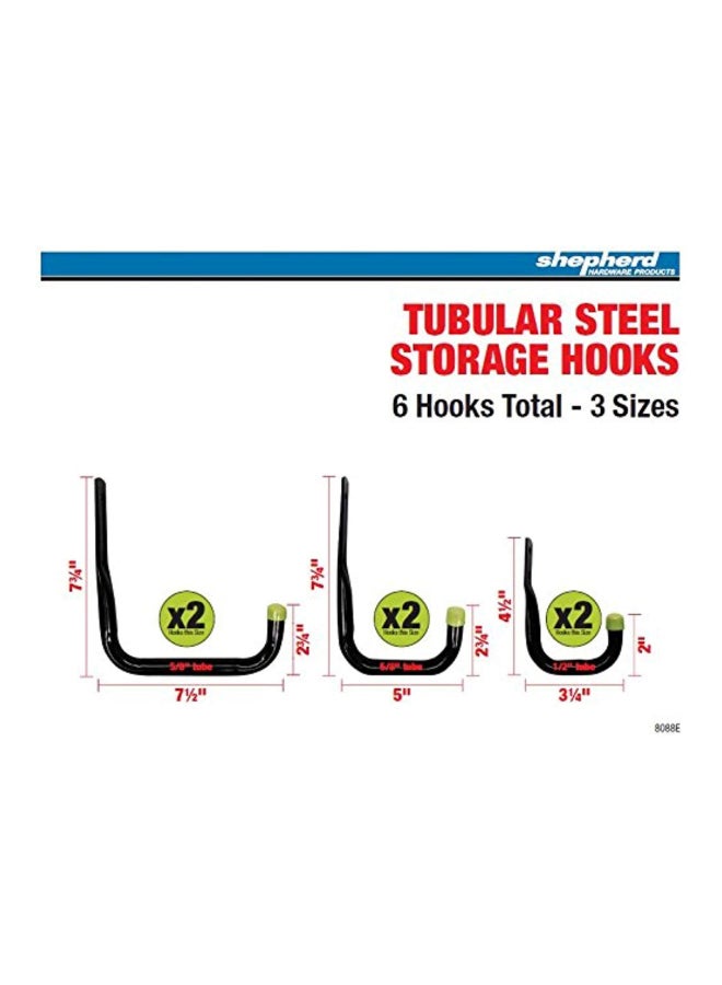 Shepherd Hardware - Pack Of 6 Heavy Duty Utility Hook Black 7.5x1x7.8inch - Image 1