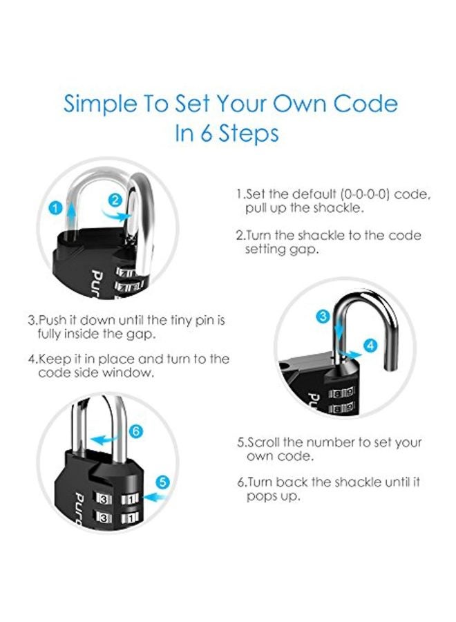 بوروما مجموعة أقفال توافقية من قطعتين أسود 3.1x1.7x0.8بوصة - Image 3