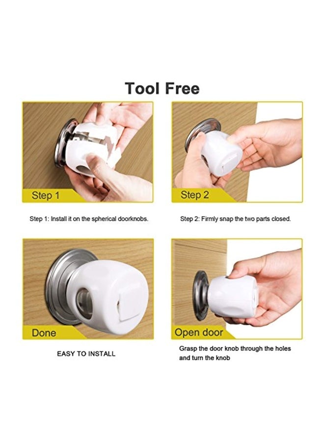 BETERTEK 4-Piece Door Knob Safety Cover Set White 2.6x2.6x2.36inch  - Image 5