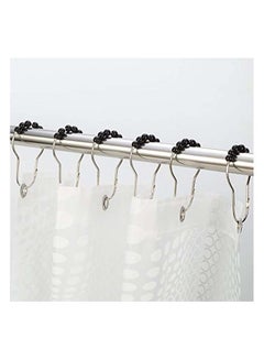 Amazer Pack Of 12 Shower Curtain Ring Hook Black/Silver 3 x 1.4 x 0.1inch  - Image 4