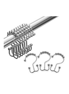 Amazer 12-Piece Shower Curtain Rings Hook Silver 3 x 0.2 x 1.8inch  - Image 3