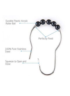Amazer Pack Of 12 Shower Curtain Ring Hook Black/Silver 3 x 1.4 x 0.1inch  - Image 5