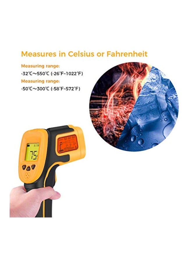 SOVARCATE Digital IR Laser Temperature Gun With Meat Thermometer Black/Yellow 11.8x7.9x2inch - Image 5